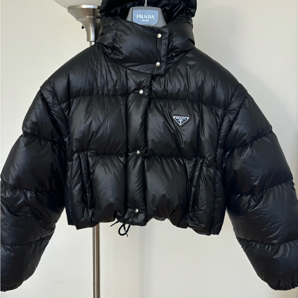 Prada Re-Nylon Convertible Cropped Down Jacket